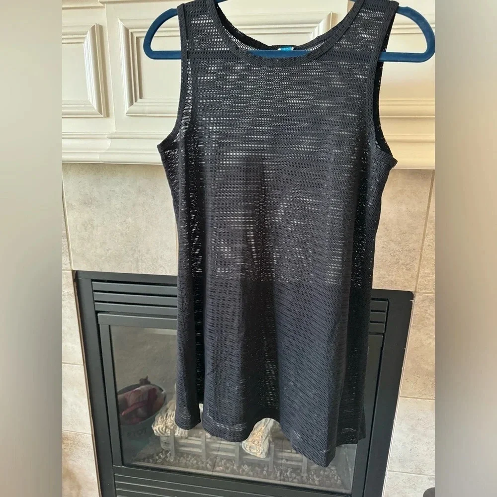 Sessa Beach Cover Up Netting lightweight sleeveless Black -Size Small/Med - Picture 2 of 7